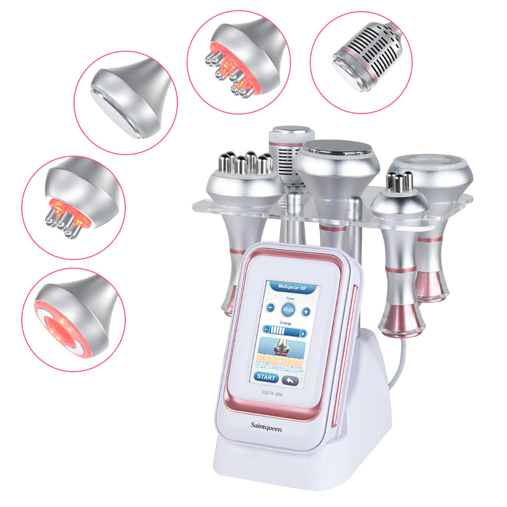 SQ176B Pro | Equipo de cavitación 80K 5 en 1 con RF multipolar y masaje de vacío