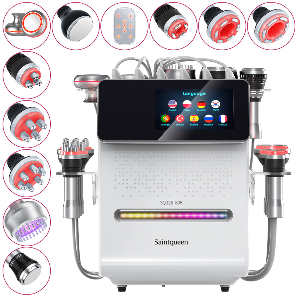 SQ126A Max | Equipo de cavitación 80K 11 en 1 con RF multipolar y masaje de vacío Imagen secundaria del producto