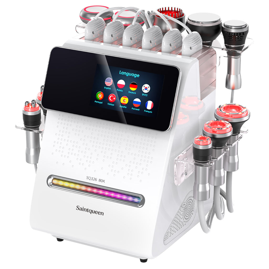 SQ126B Max | Equipo de cavitación 80K 11 en 1 con RF multipolar y masaje de vacío