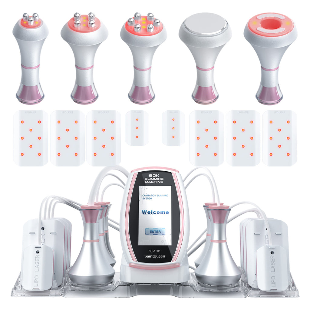 SQ54 Pro | Equipo de cavitación 80K 6 en 1 con RF multipolar y masaje de vacío