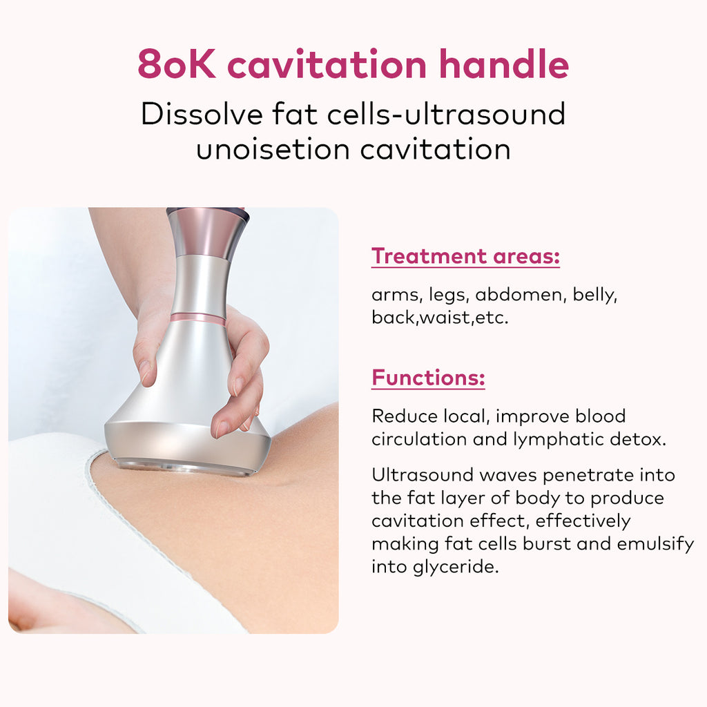 SQ54 Pro | Equipo de cavitación 80K 6 en 1 con RF multipolar y masaje de vacío
