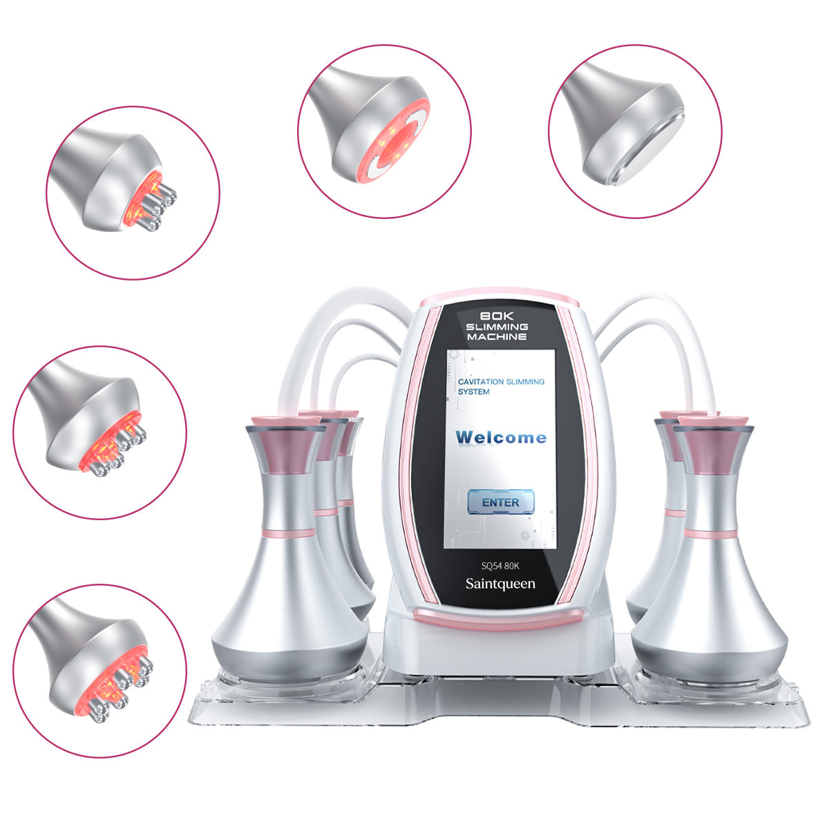 SQ54 Pro | Equipo de cavitación 80K 5 en 1 con RF multipolar y masaje de vacío