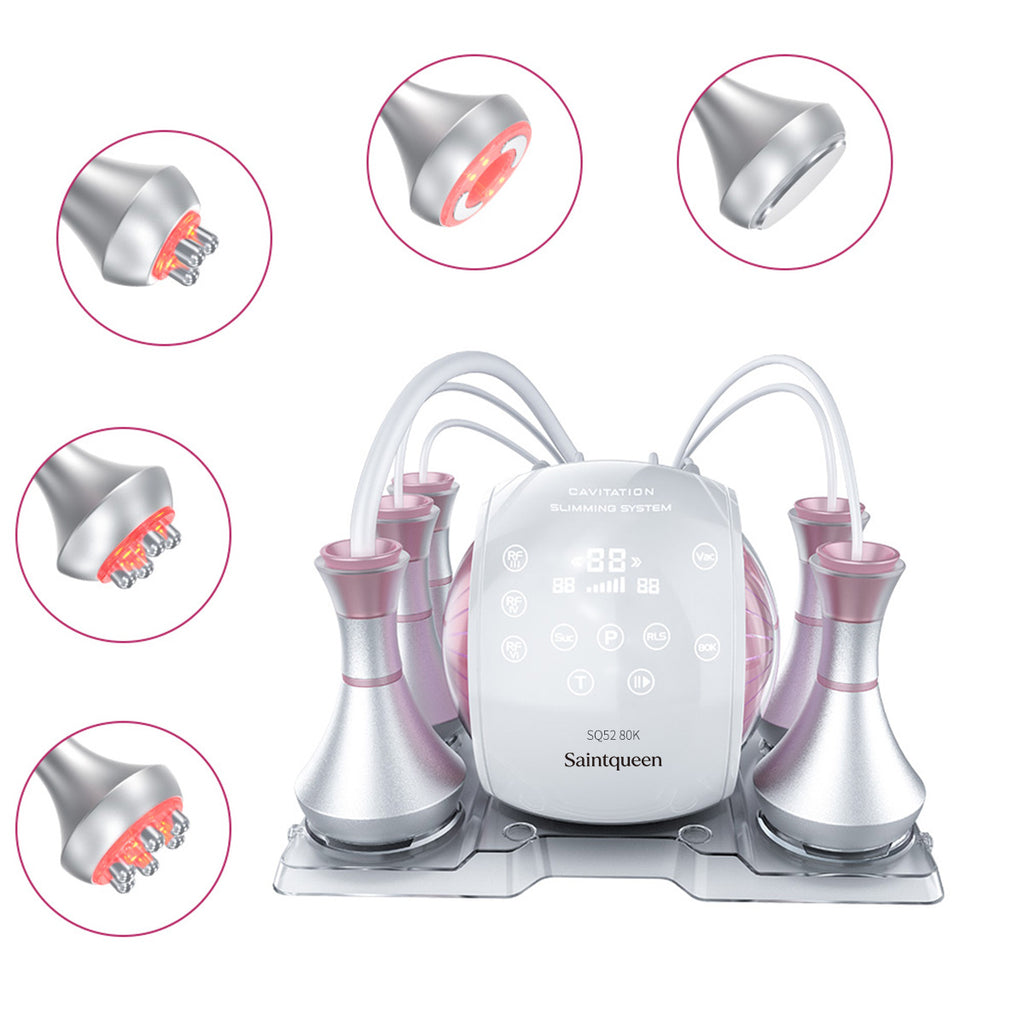 SQ52 Pro | Equipo de cavitación 80K 5 en 1 con RF multipolar y masaje de vacío