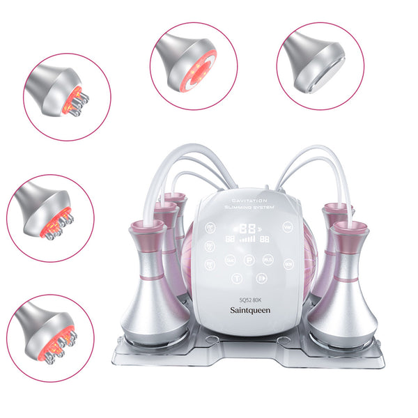 SQ52 Pro | Equipo de cavitación 80K 5 en 1 con RF multipolar y masaje de vacío