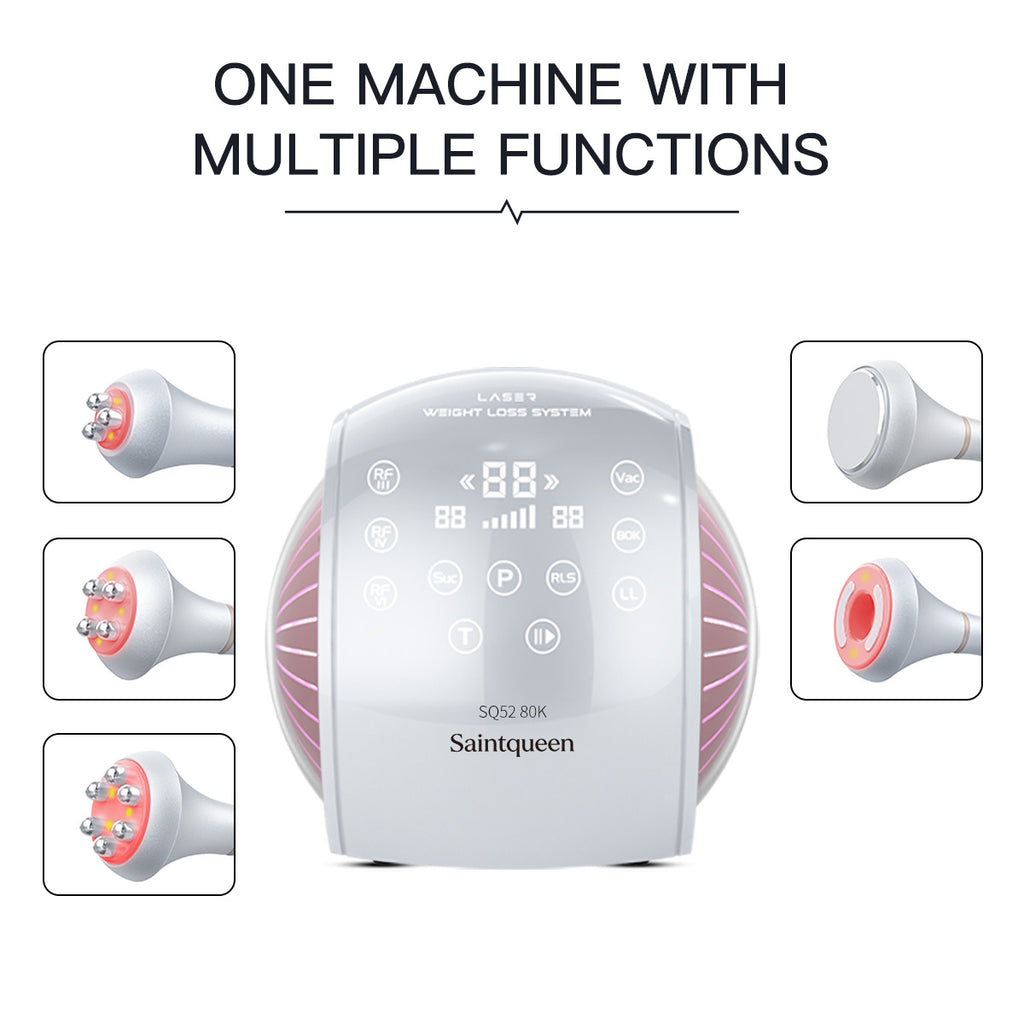 SQ52 Pro | Equipo de cavitación 80K 5 en 1 con RF multipolar y masaje de vacío