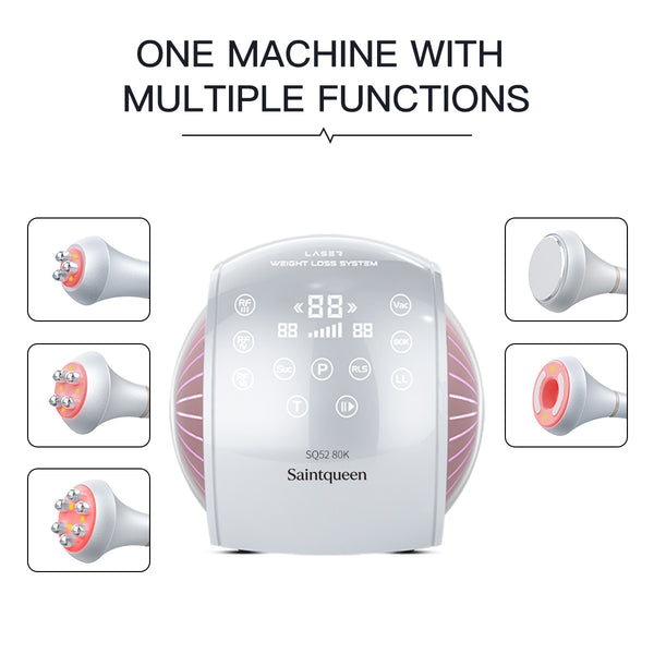 SQ52 Pro | Equipo de cavitación 80K 5 en 1 con RF multipolar y masaje de vacío