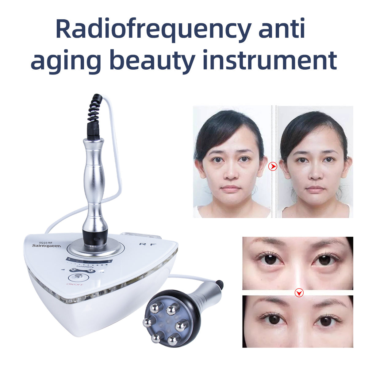SQ19 Dispositivo RF para rostro y cuerpo con 2 sondas y luz roja Imagen secundaria del producto