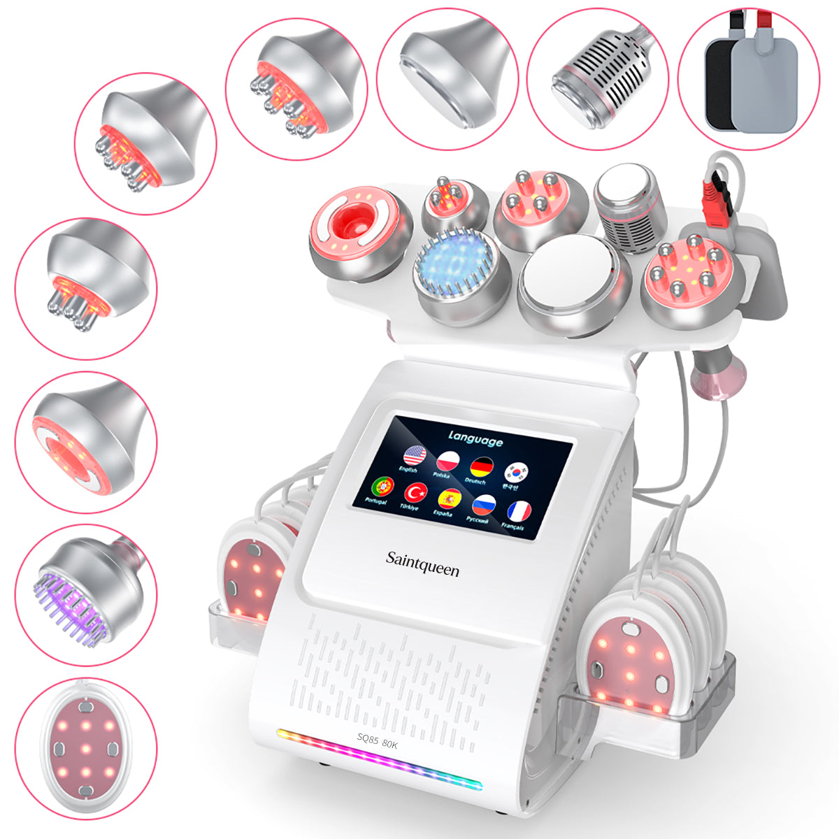 SQ85E Plus | Equipo de cavitación 80K 9 en 1 con RF multipolar y EMS