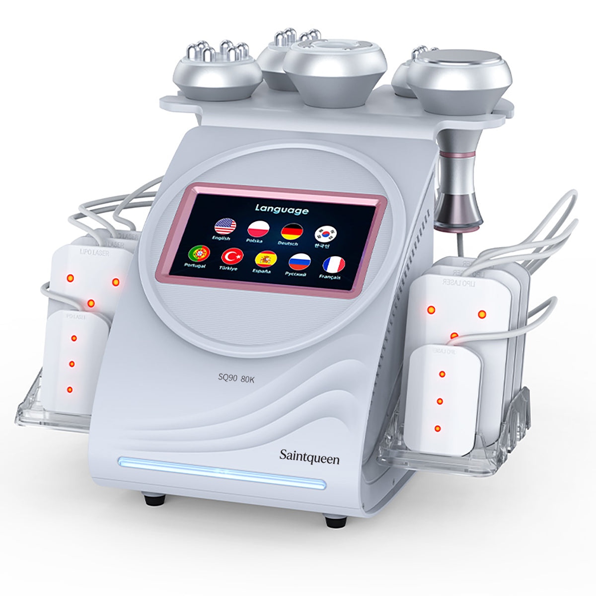SQ90C Pro | Equipo de cavitación 80K 6 en 1 con RF multipolar y masaje de vacío