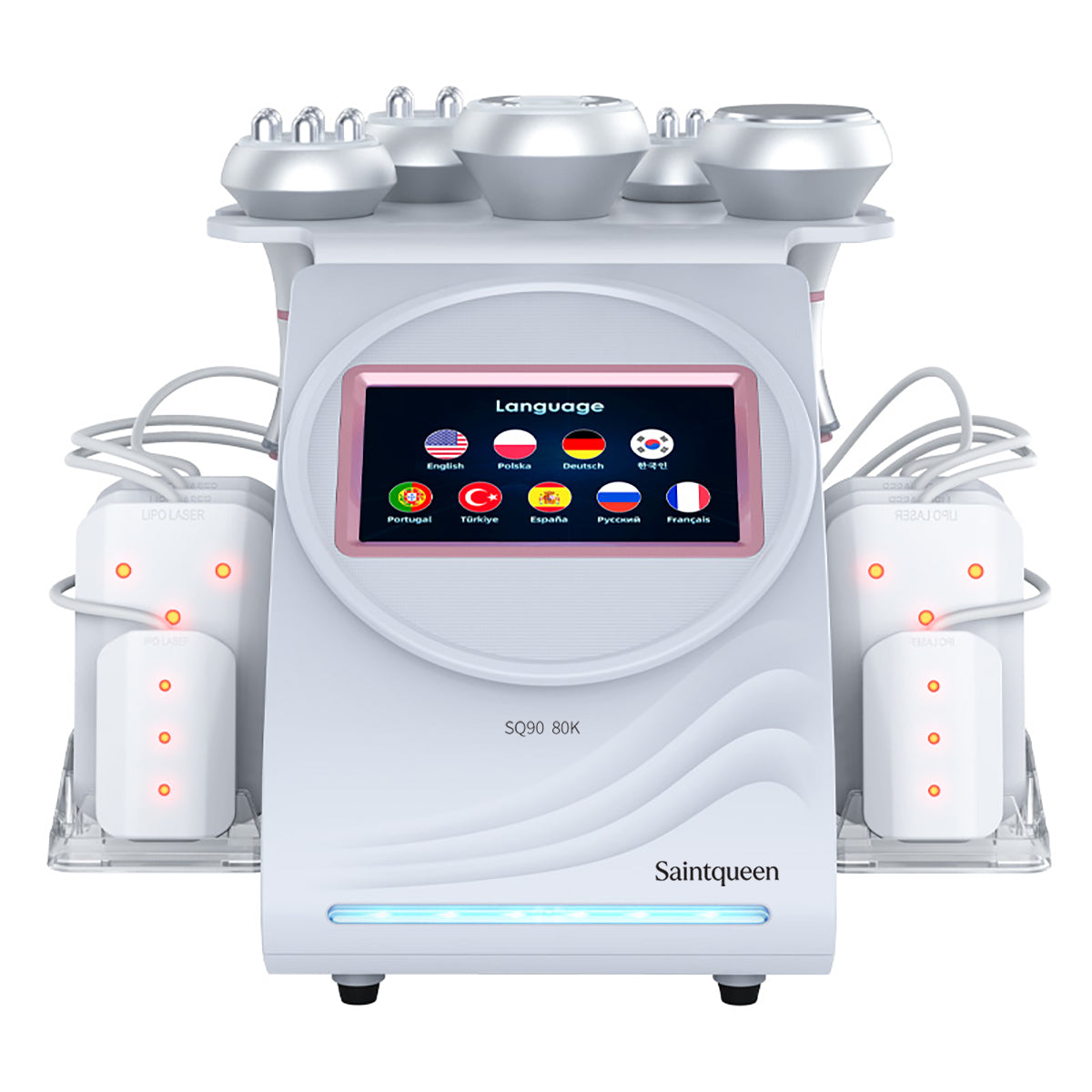 SQ90C Pro | Equipo de cavitación 80K 6 en 1 con RF multipolar y masaje de vacío