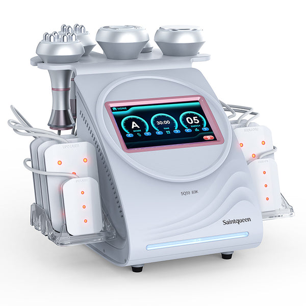 SQ90C Pro | Equipo de cavitación 80K 6 en 1 con RF multipolar y masaje de vacío