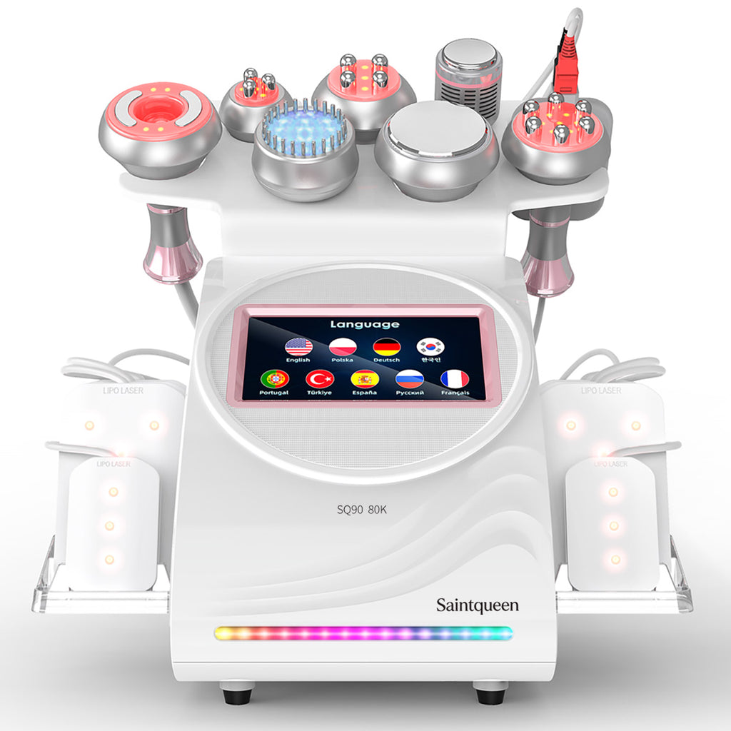 SQ90D Plus | Equipo de cavitación 80K 9 en 1 con RF multipolar y masaje de vacío