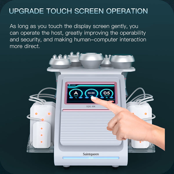 SQ92C Pro | Equipo de cavitación 80K 6 en 1 con RF multipolar y masaje de vacío