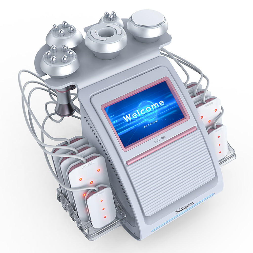 SQ92C Pro | Equipo de cavitación 80K 6 en 1 con RF multipolar y masaje de vacío