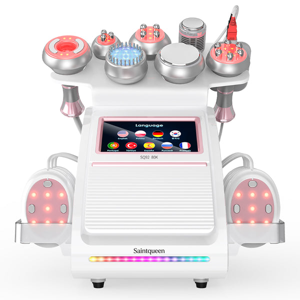 SQ92E Plus | Equipo de cavitación 80K 9 en 1 con RF multipolar y microcorriente