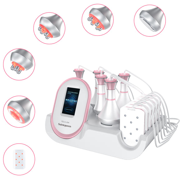 SQ121A Pro | Equipo de cavitación 80K 6 en 1 con RF multipolar y masaje de vacío