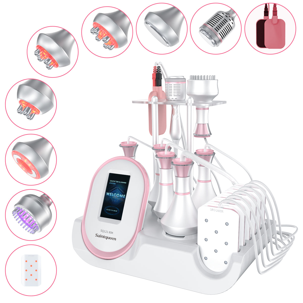 SQ121C Plus | Equipo de cavitación 80K 9 en 1 con RF multipolar y masaje de vacío Imagen principal del producto