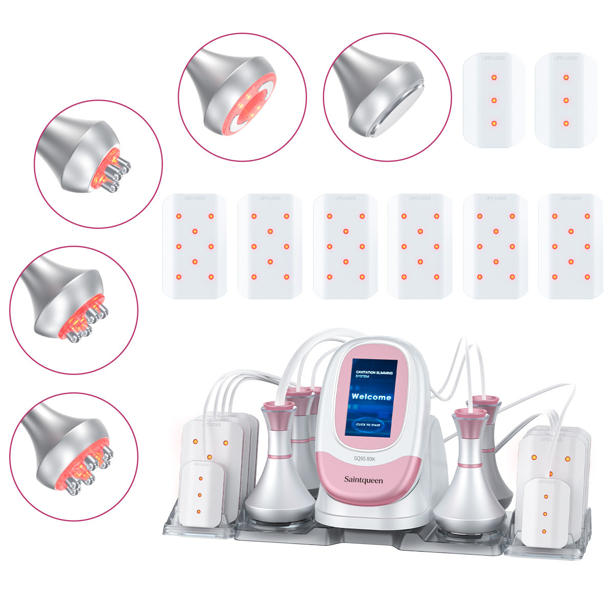 SQ95C Pro | Equipo de cavitación 80K 6 en 1 con RF multipolar y masaje de vacío Imagen principal del producto