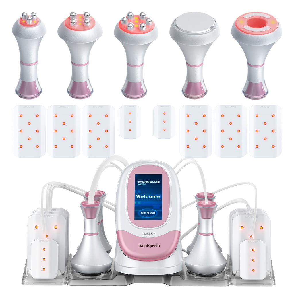 SQ95C Pro | Equipo de cavitación 80K 6 en 1 con RF multipolar y masaje de vacío