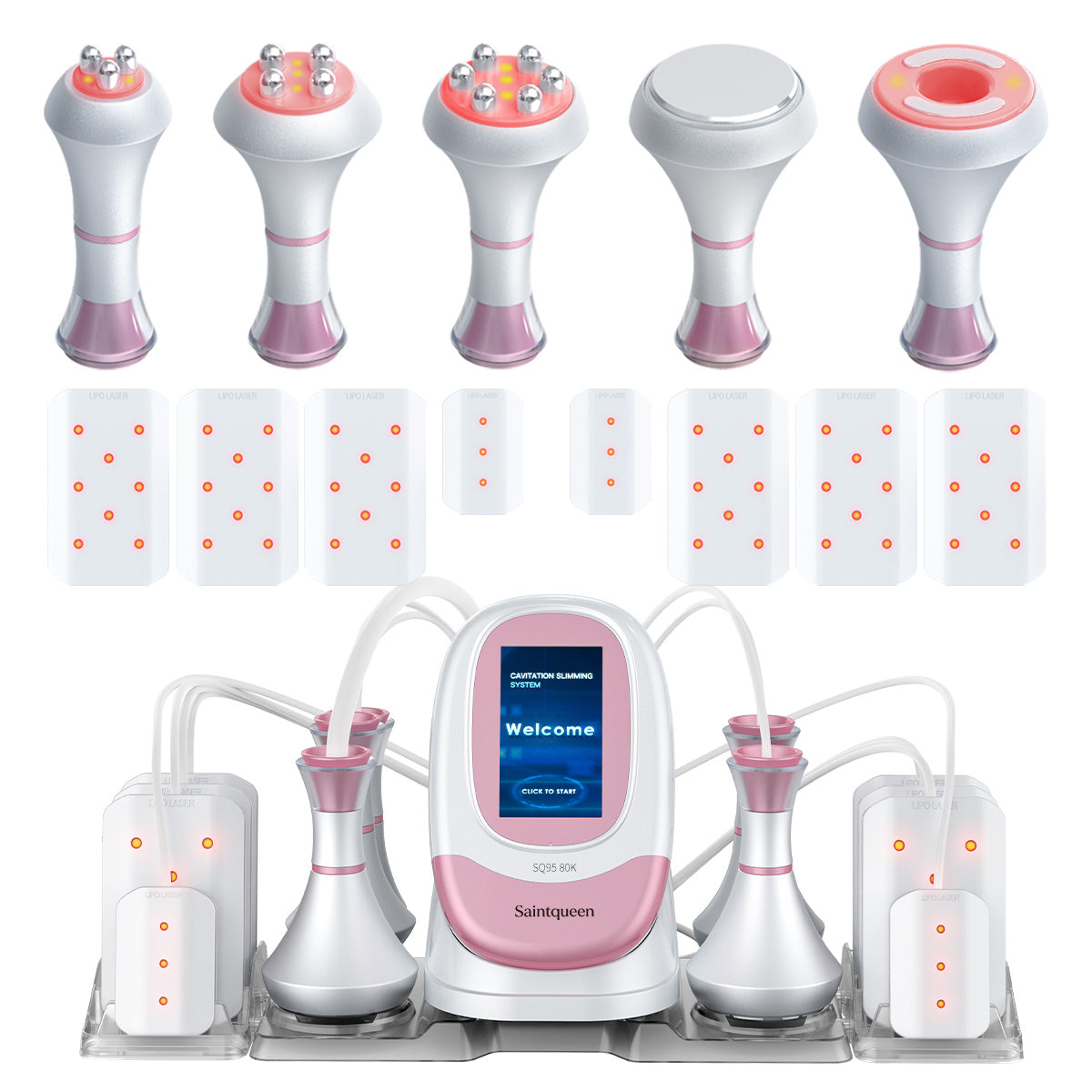 SQ95C Pro | Equipo de cavitación 80K 6 en 1 con RF multipolar y masaje de vacío