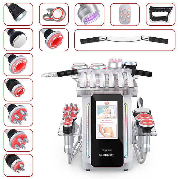 SQ166 Ultra | Equipo de cavitación 80K con RF multipolar y masaje de vacío