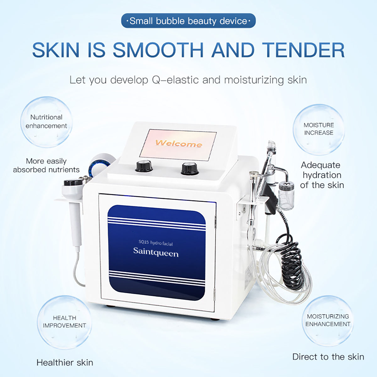 SQ15 Aqua Plus Equipo de limpieza facial con agua 7 en 1 táctil