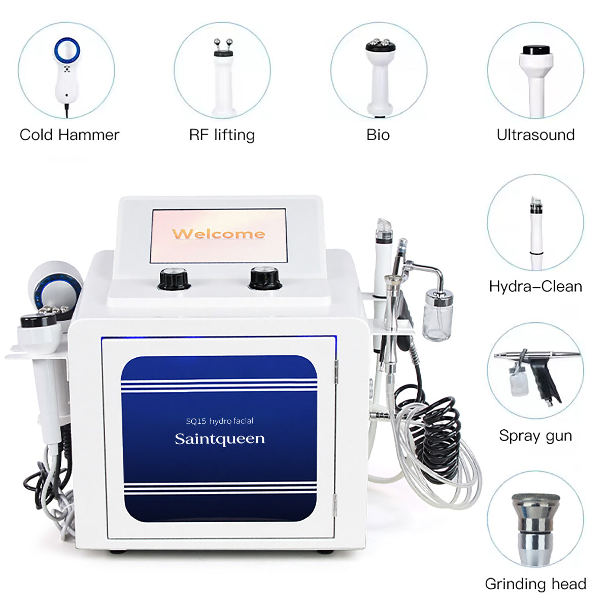 SQ15 Aqua Plus Equipo de limpieza facial con agua 7 en 1 táctil